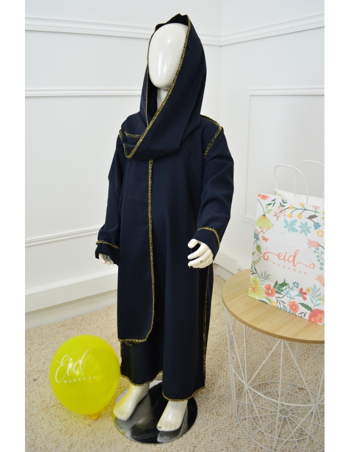 Robe Abaya bleu marine avec voile intégré – fille - Accueil