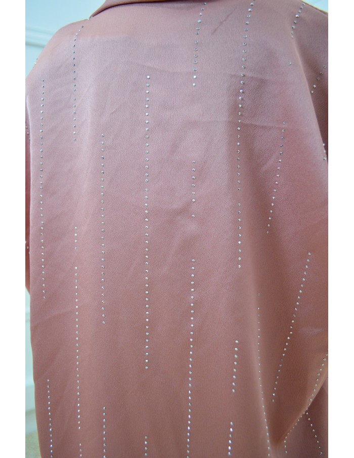 Ensemble rose Gilet + Robe Longue Sans Manches avec Strass - fille de 4 à 14 ans - Accueil