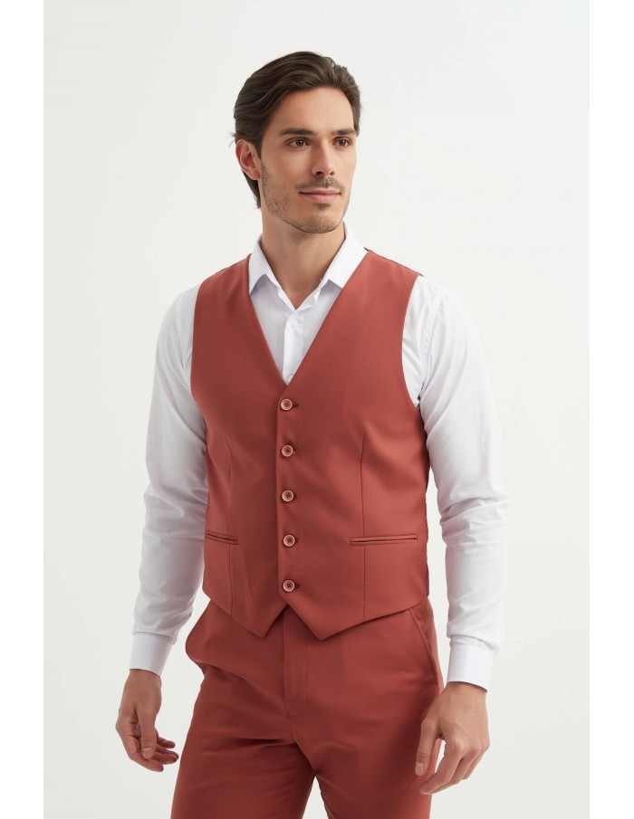 Costume 3 piéces terracotta - homme - Accueil