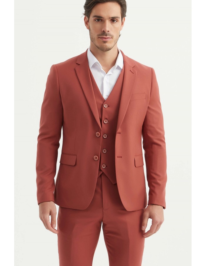 Costume 3 piéces terracotta - homme - Accueil
