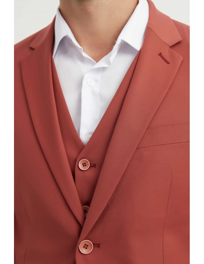 Costume 3 piéces terracotta - homme - Accueil