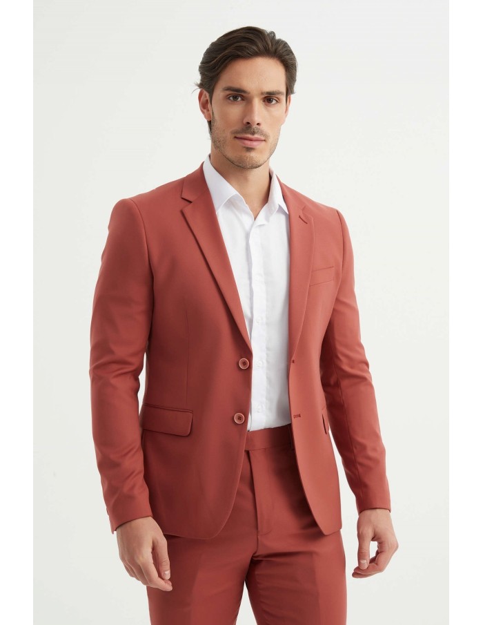 Costume homme 3 pièces terracotta – Élégance et distinction