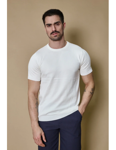 T-shirt blanc manches courtes uni en...