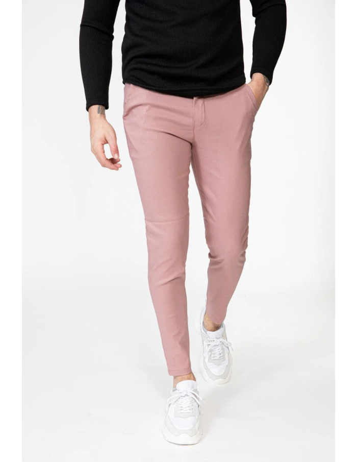 Pantalon rose chino slim homme – Stretch confortable et coupe classique
