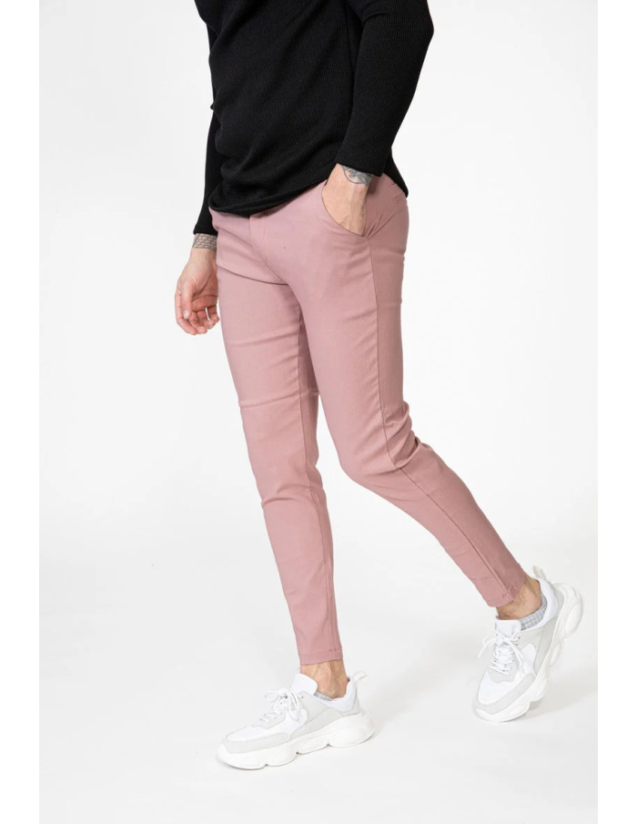 Pantalon rose chino slim homme – Stretch confortable et coupe classique