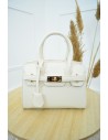 Sac à main crème femme – Mini format avec finitions dorées chic