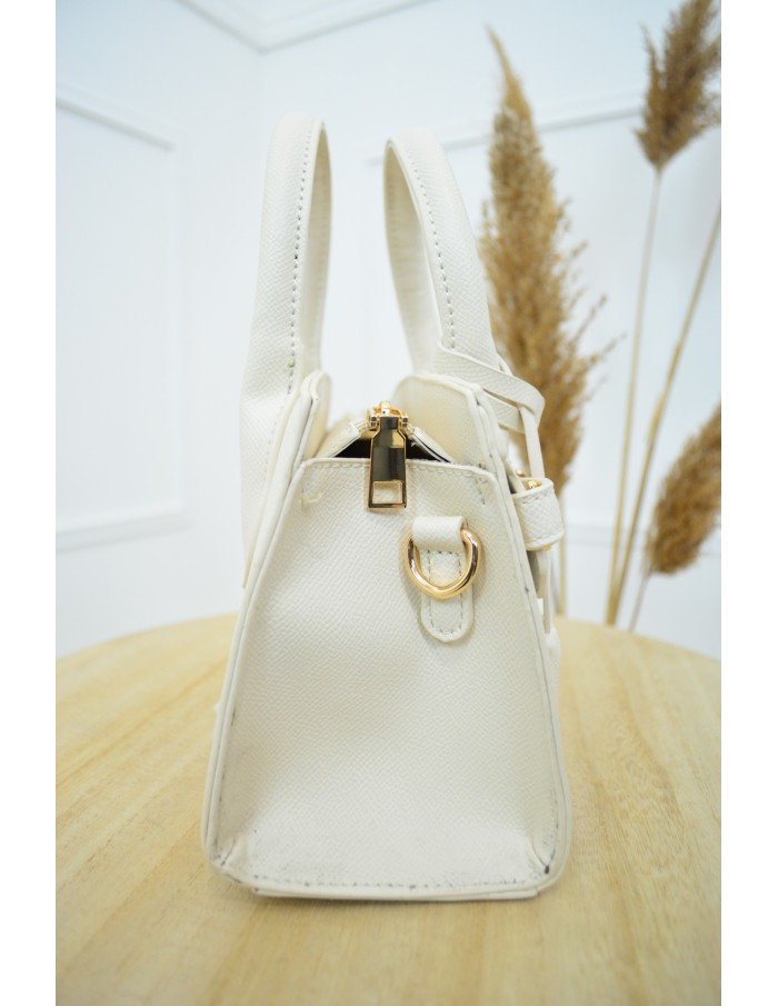 Sac à main crème femme – Mini format avec finitions dorées chic