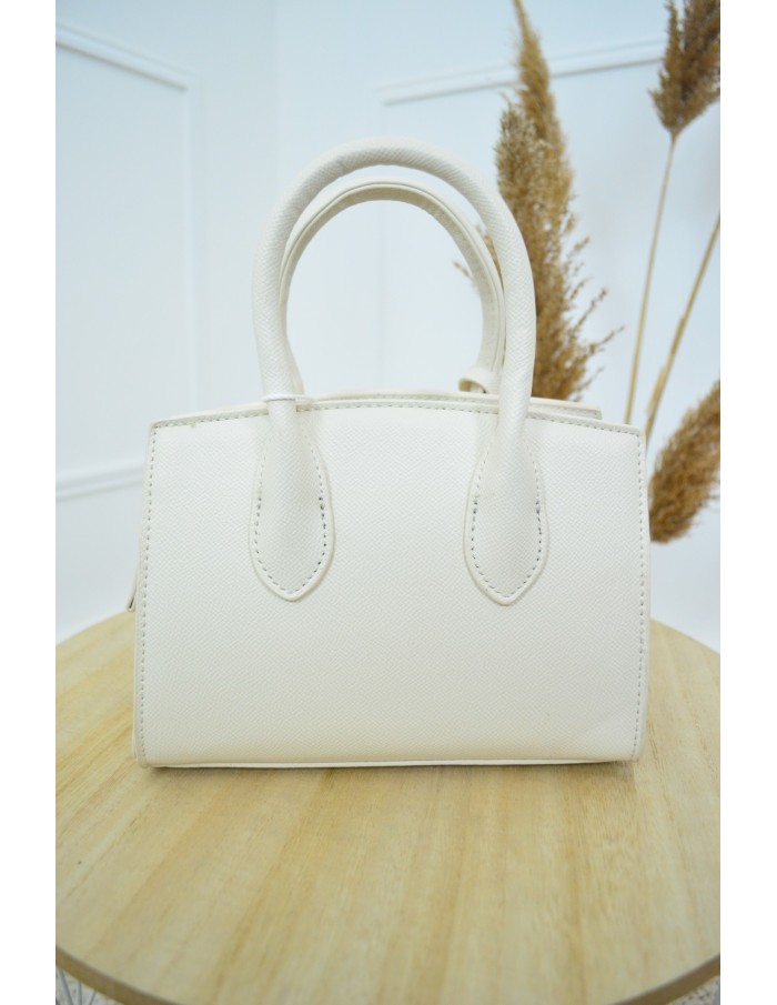 Sac à main crème femme – Mini format avec finitions dorées chic