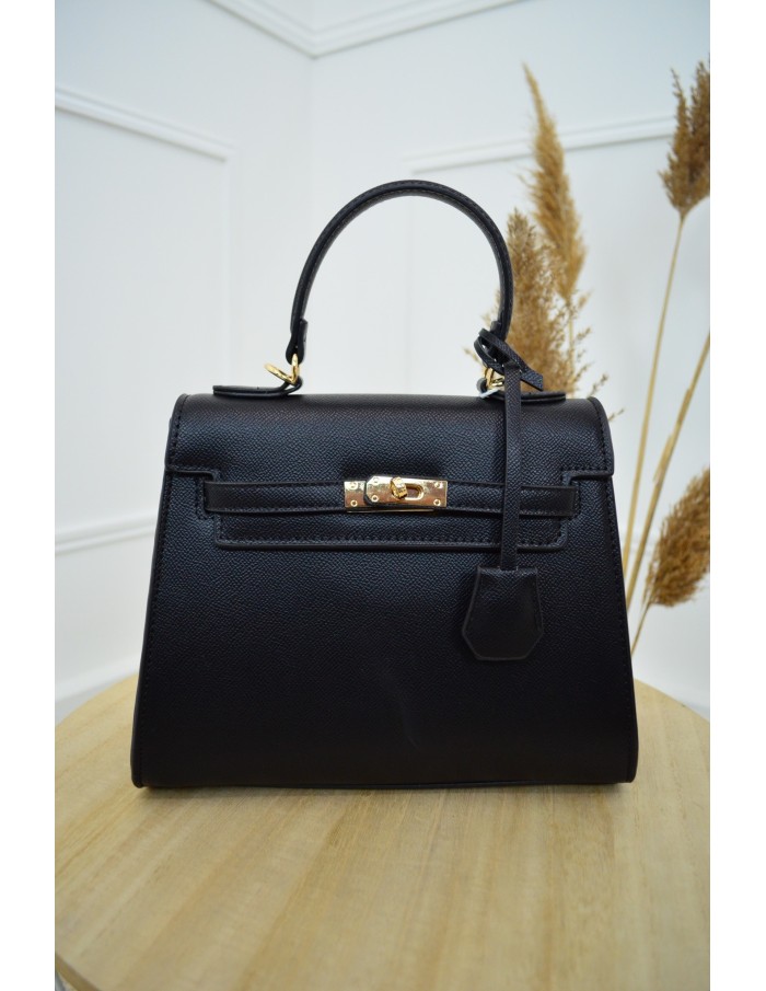 Sac à main noir femme – Détails dorés chic & élégant