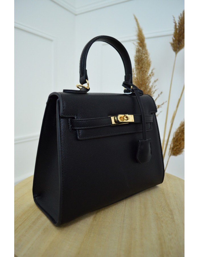 Sac à main noir femme – Détails dorés chic & élégant