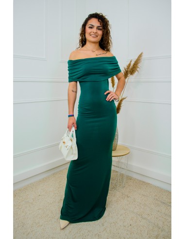 Robe longue vert foncé moulante à...