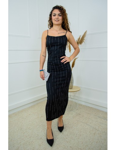 Robe longue noire avec strass - femme