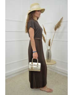 Robe longue marron cintrée... 2