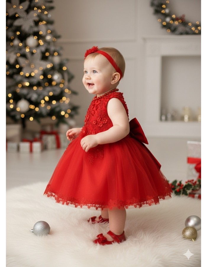 Robe de Fête bébé – Rouge Élégance Festive - Accueil