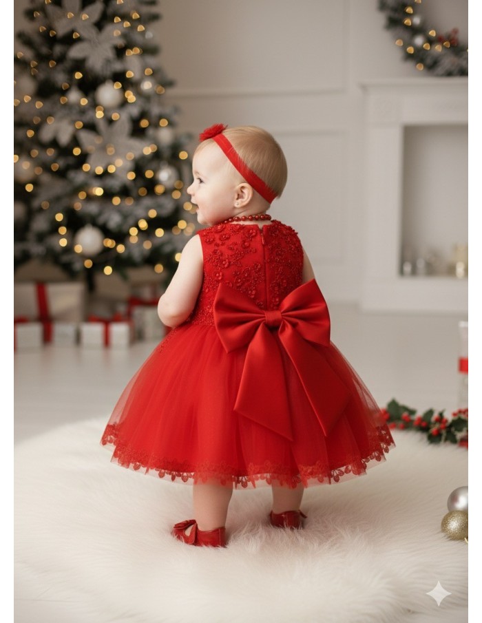 Robe de Fête bébé – Rouge Élégance Festive - Accueil