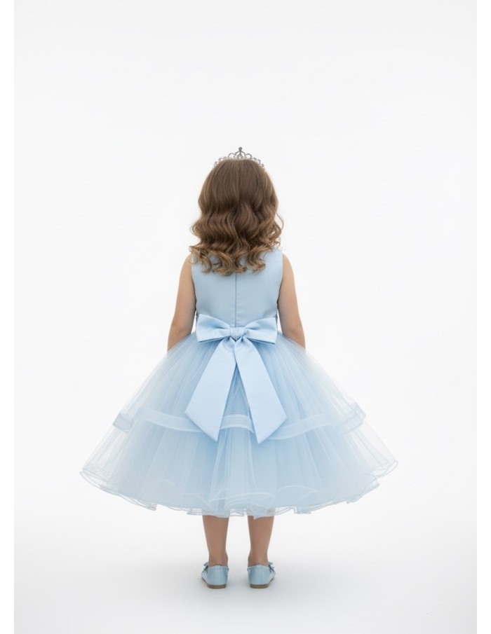 Robe de Fête Fille - Bleu Ciel Tulle - Accueil
