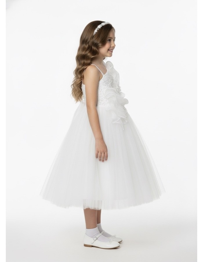 Robe asymétrique blanche fille – Tulle & grand nœud - Accueil