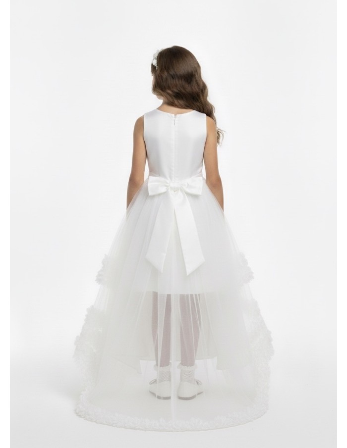 Robe Blanche Fille – Dentelle, Tulle & Nœud Satin - Accueil