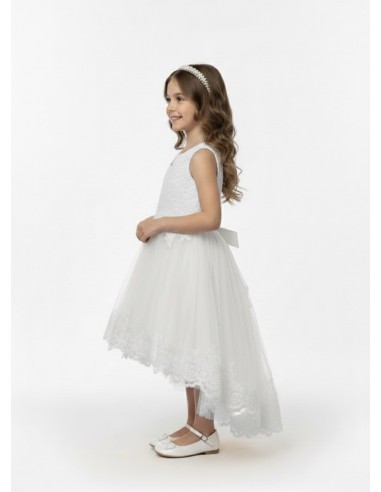 Robe Fille Blanche – Dentelle & Nœud...