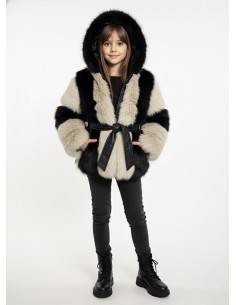 PARKA EN FOURRURE BLANC ET...