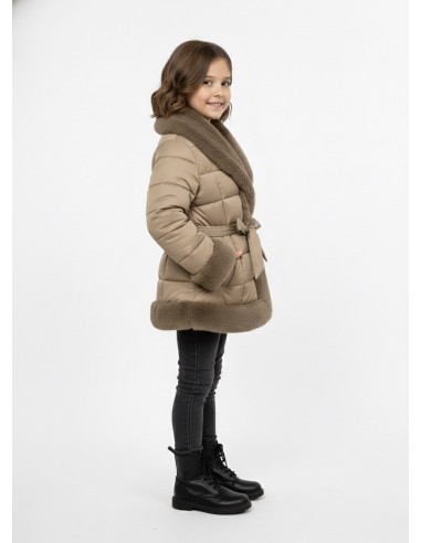 Doudoune kaki clair à Fourrure -...