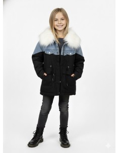 Veste mix jean bleu &...