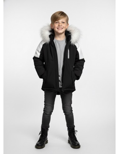 Parka bicolore noir & blanc à capuche...