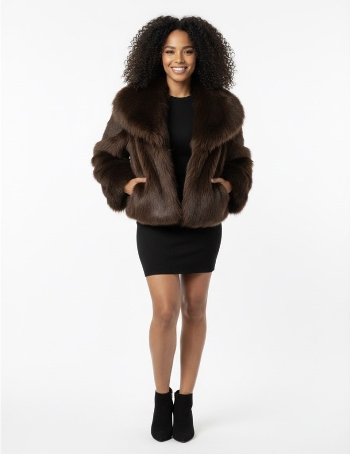 Veste MARRON EN FOURRURE - FEMME