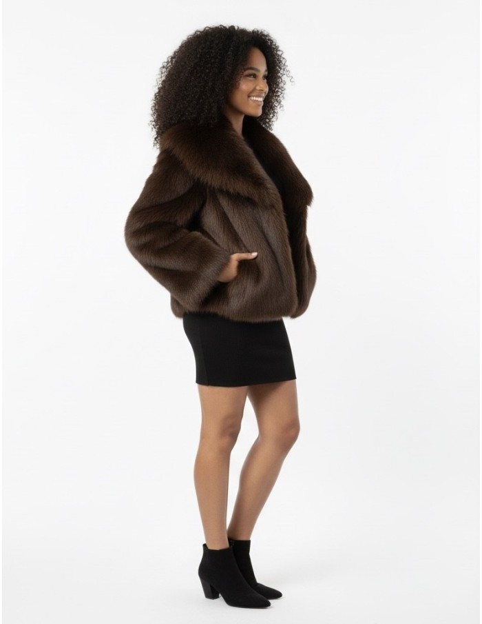 Veste MARRON EN FOURRURE - FEMME