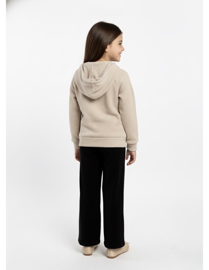 Ensemble à capuche beige zippé – Fille 4 à 14 ans