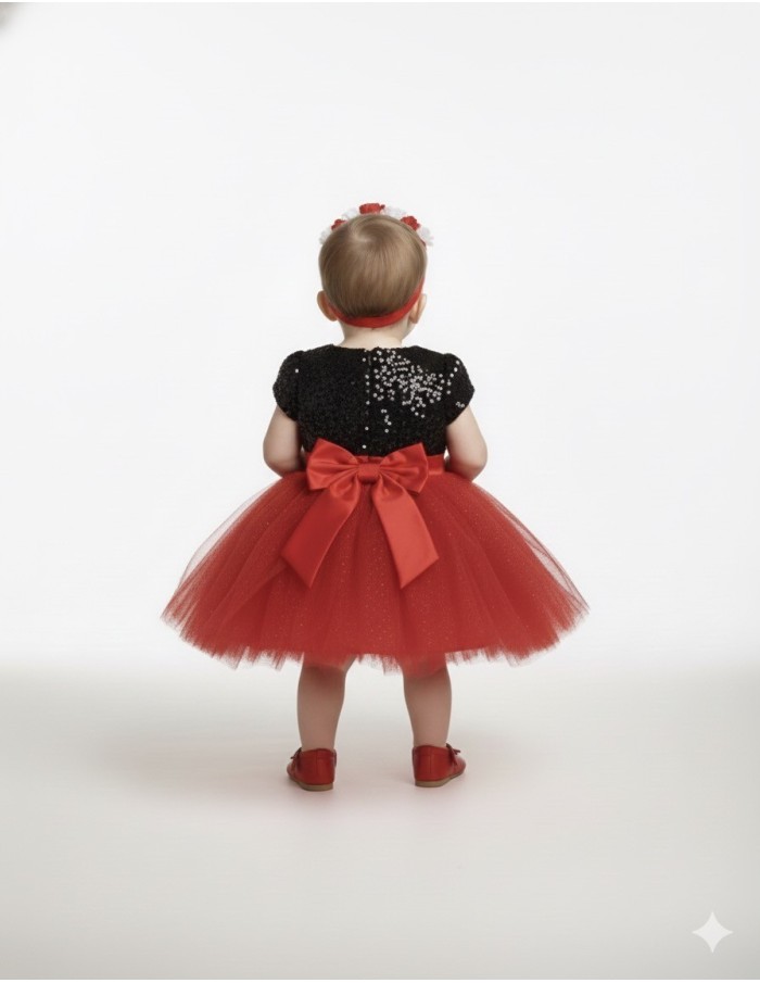 Robe Bébé - Noire Paillettes & Tutu Rouge - Accueil