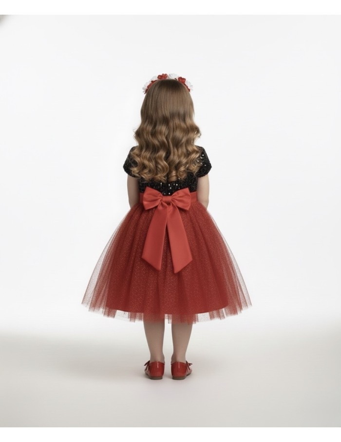 Robe de Fête - Noire et Rouge Pailletée - Accueil