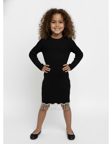 Robe noire manches longues à strass –...