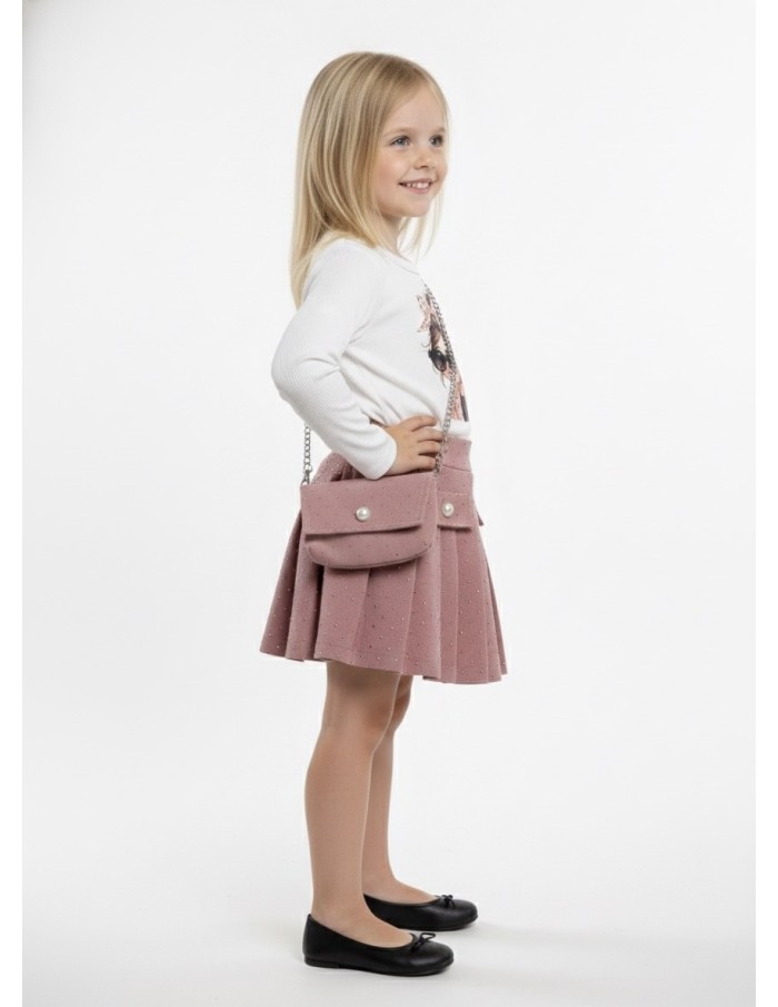 Robe rose pailleté avec motif – fille 4 à 14 ans - Accueil