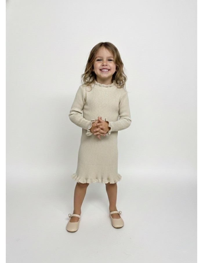 Robe beige à volants – fille 4 à 14 ans - Accueil