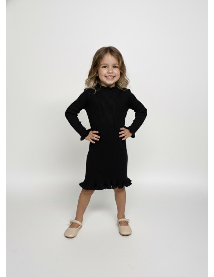 Robe noir à volants – fille 4 à 14 ans - Accueil