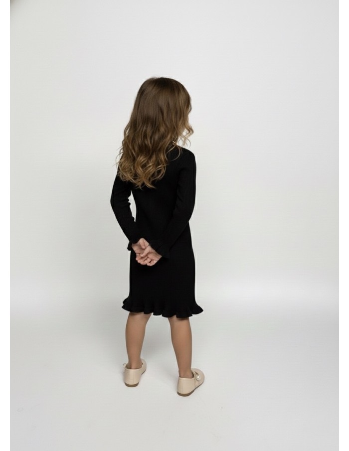 Robe noir à volants – fille 4 à 14 ans - Accueil