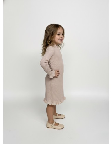 Robe pull rose à volants – Enfant