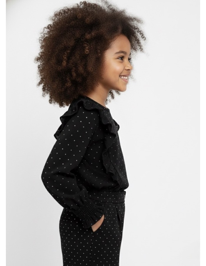 Chemisier blouse noir à volants et strass – Fille 4 à 14 ans - Accueil