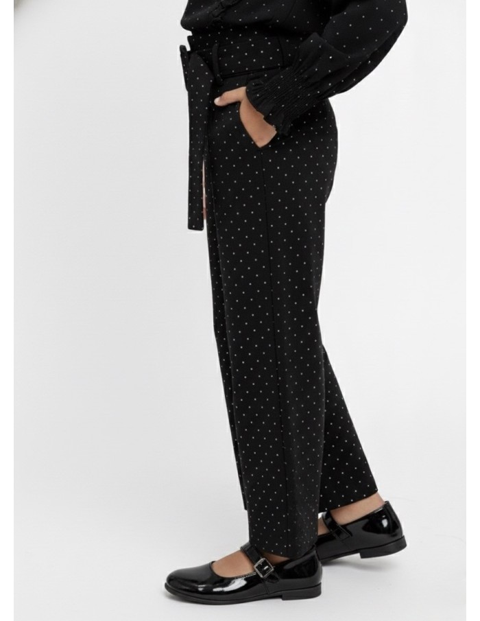 Pantalon noir à strass avec ceinture – Fille 4 à 14 ans - Accueil