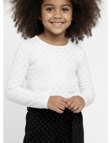 Body blanc à strass – Fille 4 à 14 ans