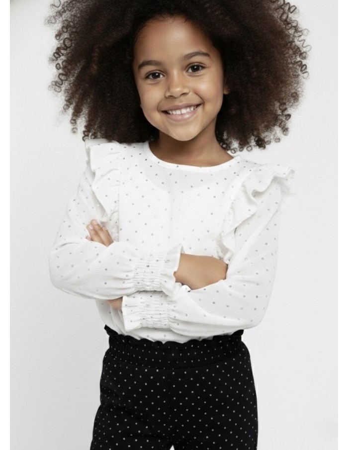 Chemisier blouse blanche à volants et strass – Fille 4 à 14 ans - Accueil