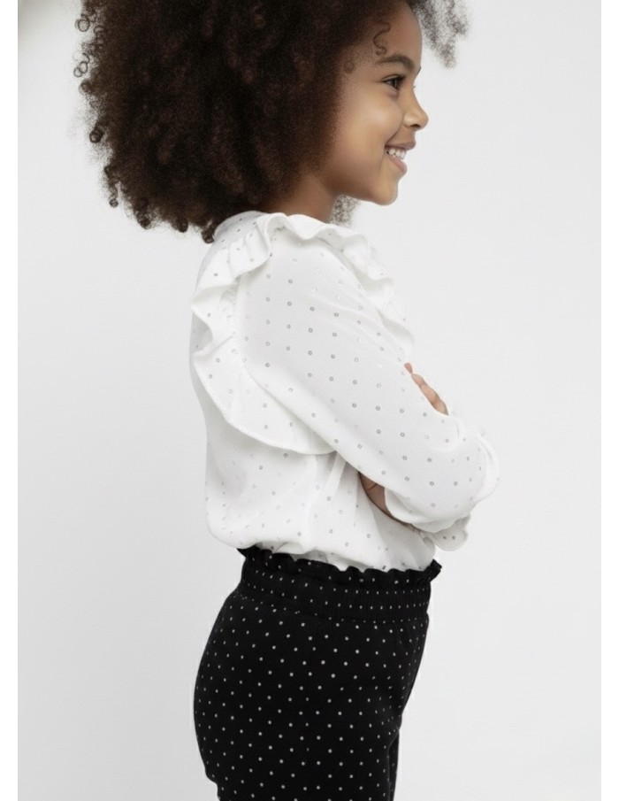 Chemisier blouse blanche à volants et strass – Fille 4 à 14 ans - Accueil