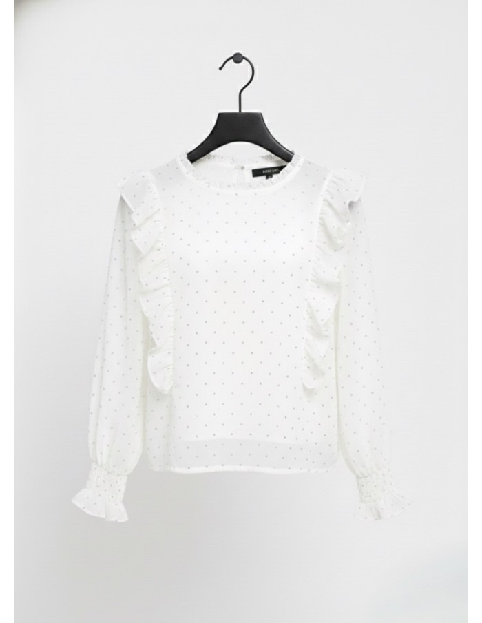 Chemisier blouse blanche à volants et strass – Fille 4 à 14 ans - Accueil