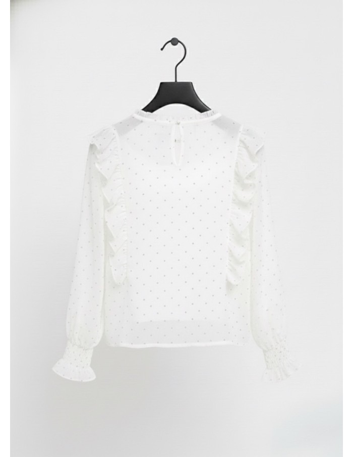 Chemisier blouse blanche à volants et strass – Fille 4 à 14 ans - Accueil