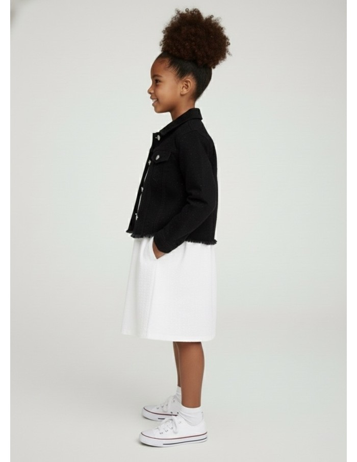 Veste en jean noir destroy à strass – Fille 4 à 14 ans - Accueil