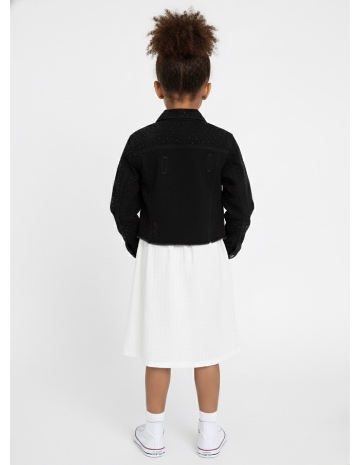 Veste en jean noir destroy à strass – Fille 4 à 14 ans - Accueil