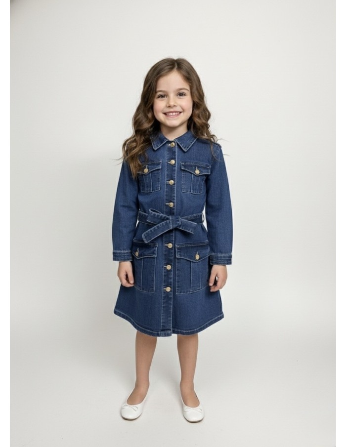 Robe en jean à manches longues – Fille 4 à 14 ans - Accueil