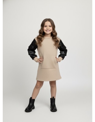 Robe pull beige avec manches en...