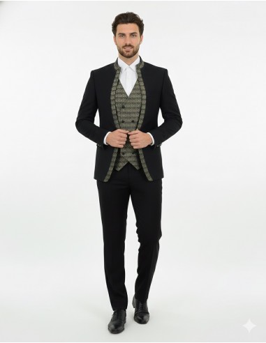 Ensemble costume 3 pièces noir avec...